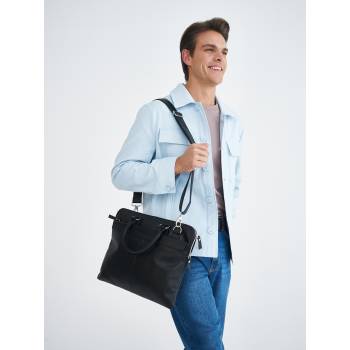 Кожаная деловая сумка для ноутбука Albert Black