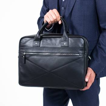 Кожаная деловая сумка для ноутбука Bartley Black