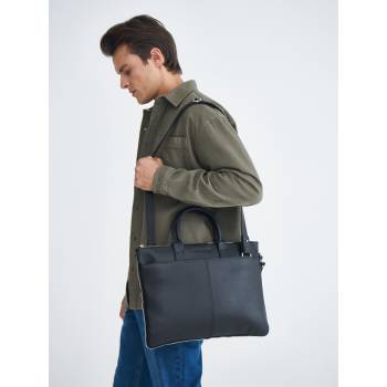 Кожаная деловая сумка для ноутбука Bolton Black