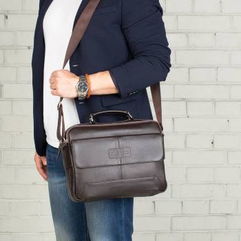 Мужская сумка мессенджер Button Brown