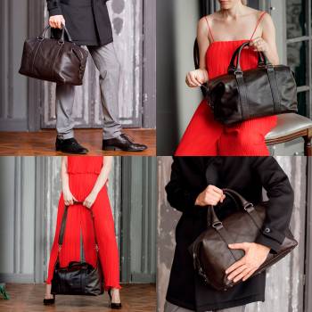 Кожаная спортивная сумка Calcott Brown