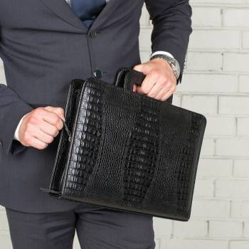 Кожаная папка для документов Elton Black Caiman