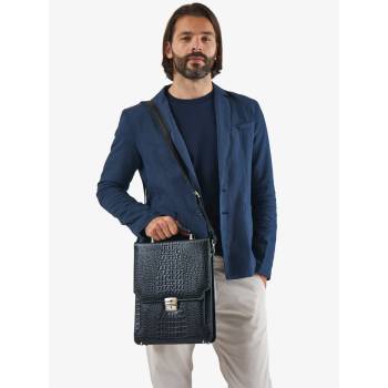Портфель вертикальный Gilbert Black Caiman