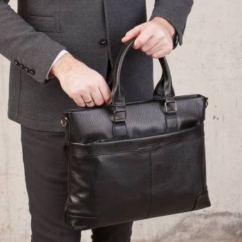 Кожаная деловая сумка для ноутбука Gilroy Black