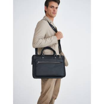 Кожаная деловая сумка для ноутбука Halston Black