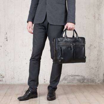 Кожаная деловая сумка для ноутбука Jacob Black